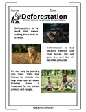 Earth Day Comprehension Worksheet - Deforestation - No Pre