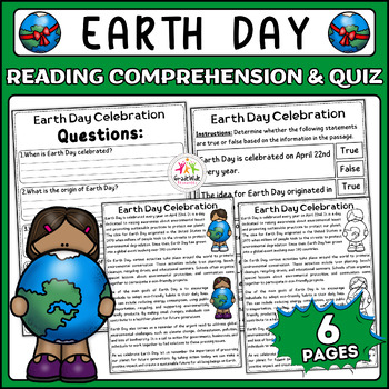 Preview of Earth Day Comprehensive Nonfiction Reading Passage & Interactive Quiz