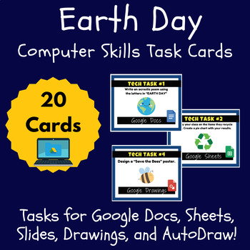 Preview of Earth Day Computer Skills Google Suite Curriculum Task Cards