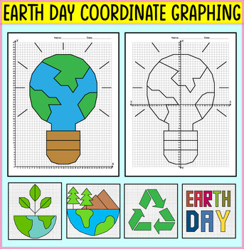 Preview of Earth Day Coordinate Graphing Pictures - Earth Day Mystery Pictures