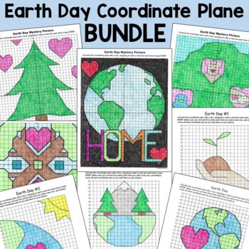 Preview of Earth Day Coordinate Plane Mystery Pictures BUNDLE