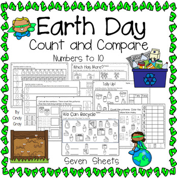 Preview of Earth Day Count and Compare 1-10 ~ Great for Kindergarten
