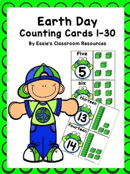 Preview of Earth Day Counting Cards 1-30 FREEBIE