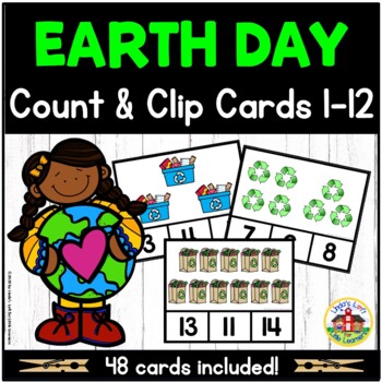 Earth Day Counting Clip Cards 1-12 by Linda's Loft for Little Learners