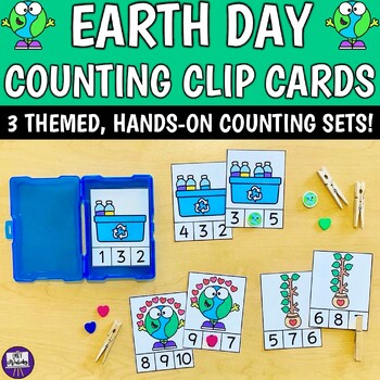 Preview of Earth Day Counting Clip Cards Bundle - Preschool Kinder April Math Centers