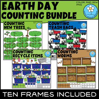 Preview of Earth Day Counting Clipart BUNDLE with Ten Frames