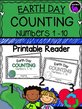 Preview of Earth Day Counting Printable Reader Numbers 1 to10