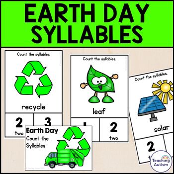 Preview of Earth Day Counting Syllables Task Box | Earth Day Task Boxes