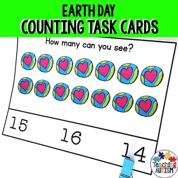 Preview of Earth Day Math Activity, Counting Task Cards