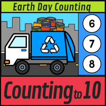 Preview of Earth Day Counting to 10 Recycling Cans Math Boom Cards
