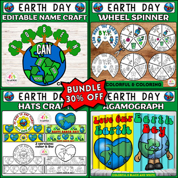 Preview of Earth Day Craft Bundle: Reduce Reuse Recycle Activities & DIY Crafts Projects