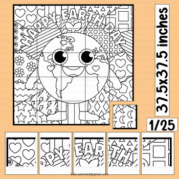 Preview of Earth Day Craft Coloring Activities Bulletin Board Collaborative Poster Math Art