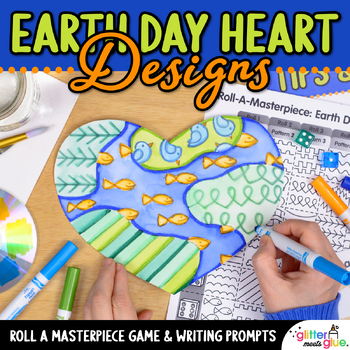 Preview of Earth Day Art Project, Roll a Dice Game, Writing Prompts Art Integration Lesson