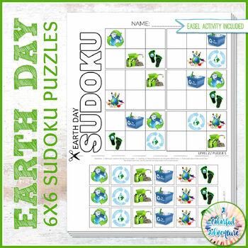 Preview of Earth Day Critical Thinking | 6X6 Sudoku Logic Puzzles | Fast Finisher Activity