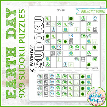 Preview of Earth Day Critical Thinking | 9X9 Sudoku Logic Puzzles | Fast Finisher Activity