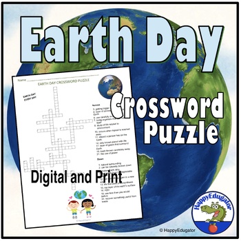Preview of Earth Day Crossword Puzzle Environmental Science with Digital Easel Activity