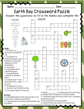 Earth Day Crossword Puzzles by The Education Warehouse TpT