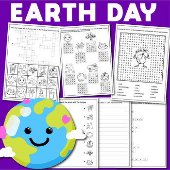 Preview of Earth Day Crossword Puzzles, Vocabulary Worksheets, Word Search, Missing Letters