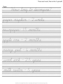 Earth Day Cursive Practice by Ann Fausnight | Teachers Pay Teachers