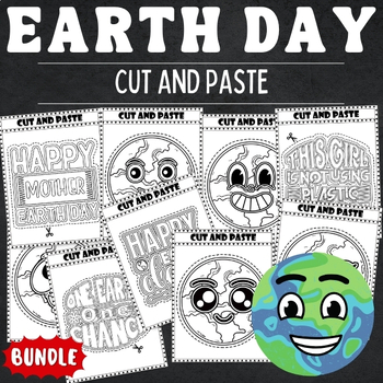 Preview of Earth Day Cut And Paste Coloring Pages - Environment Scissor Skills Activities