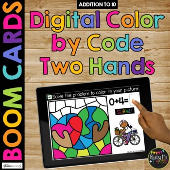 Preview of Earth Day Day Boom Cards™ Color by Code Digital Math Activity Fact Fluency