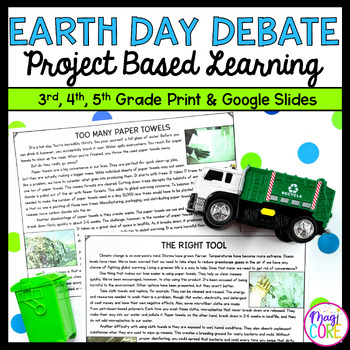 Preview of Earth Day Debate Project Based Learning - 3rd-5th Grade PBL - Print & Digital