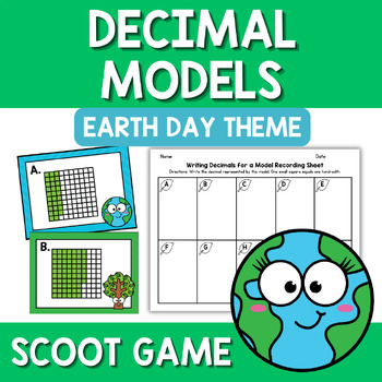 Preview of Earth Day Decimal Models Writing Decimals for a Picture Scoot Game Task Cards