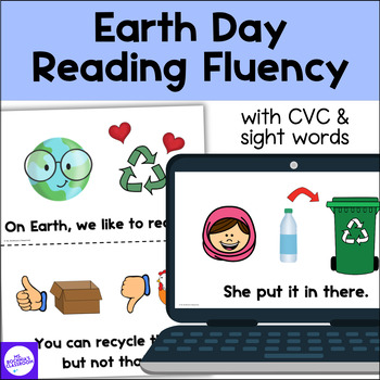 Preview of Earth Day Reading Fluency with Decodable CVC Words & High Frequency Sight Words