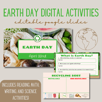 Preview of Earth Day Digital Activities- Editable Google Slides