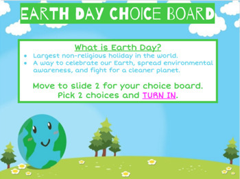 Preview of Earth Day Digital Choice Board