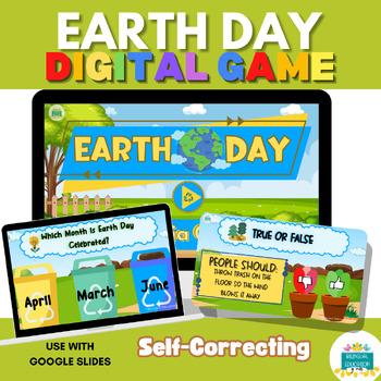 Preview of Earth Day Digital Game for Google Slides - Trivia Questions - Self Correcting