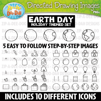 Preview of Earth Day Directed Drawing Images Clipart Set {Zip-A-Dee-Doo-Dah Designs}