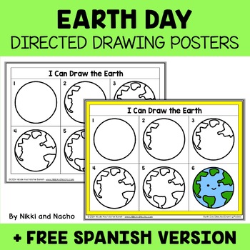 Preview of Earth Day Directed Drawing Posters + FREE Spanish