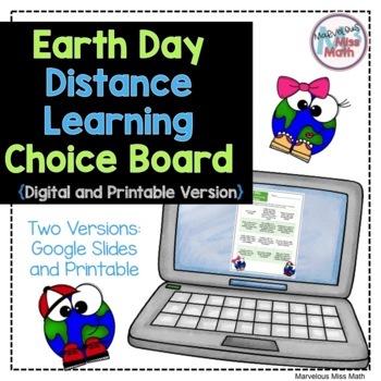 Preview of Earth Day Distance Learning Choice Board {for Google Slides and printable PDF}