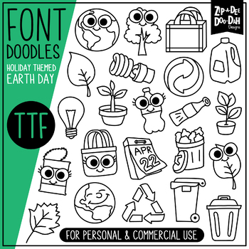 Preview of Earth Day Doodle Font {Zip-A-Dee-Doo-Dah Designs}
