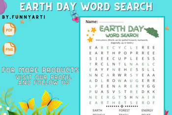 Preview of Earth Day ELA Activities Word Search Crossword Environmental Science Worksheets
