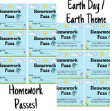 Earth Day / Earth Theme Pack of 2 Homework Passes