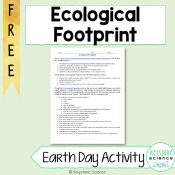 Preview of Earth Day Ecological Footprint Activity & Reflection (Environmental Biology)