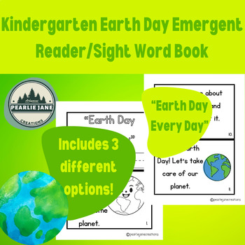 Preview of Earth Day Emergent Reader/Sight Word Book for Kindergarteners