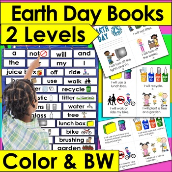 Preview of Earth Day Mini Books + Illustrated Word Wall - 2 Reading Levels