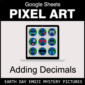 Preview of Earth Day Emoji - Adding Decimals - Google Sheets Pixel Art