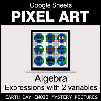 Preview of Earth Day Emoji - Algebra: Expressions with 2 variables - Google Sheets
