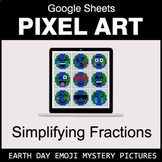 Earth Day Emoji - Simplifying Fractions - Google Sheets Pixel Art