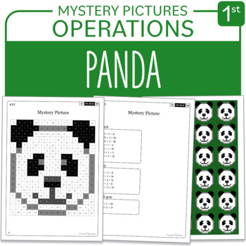 Preview of Earth Day - Endangered Species Panda Math Mystery Picture Grade 1: Operations