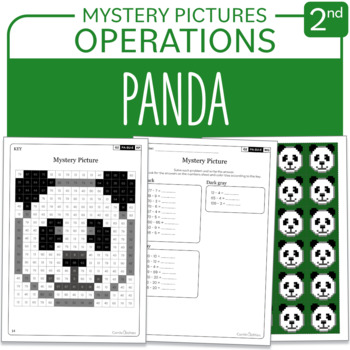 Preview of Earth Day - Endangered Species Panda Math Mystery Picture Grade 2: Operations