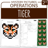 Earth Day - Endangered Species Tiger Math Mystery Picture 
