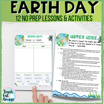 Preview of Earth Day Engaging No-prep Lessons & Activities for Digital & Printable Use
