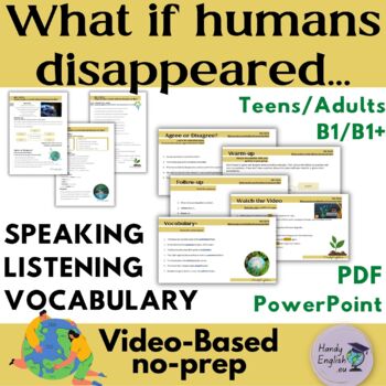 Preview of Earth Day Environment Video-Based Lesson Plan speaking vocabulary listening ESL