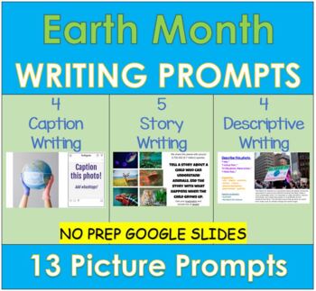 Preview of Earth Day Environment - Writing Prompts with Pictures, Earth Month