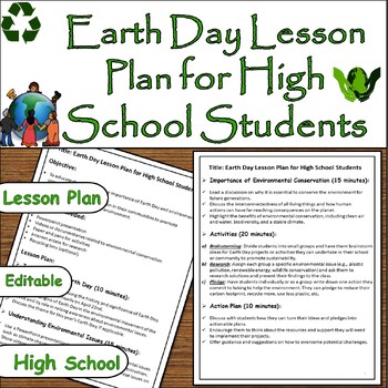 Preview of Earth Day Environmental Lesson Plan for High School Students: April 22nd